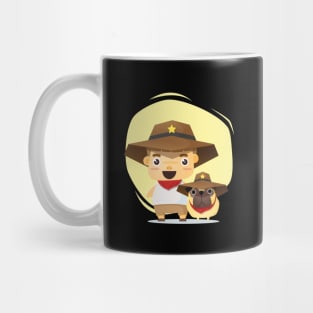 Boy and Dog in Sheriff Costume Mug